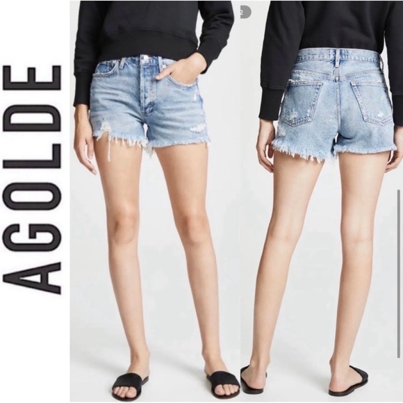 AGOLDE Parker Vintage Cut Off Short in Swapmeet Size 26 Distressed Light Wash - Picture 3 of 16